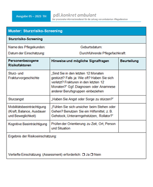 Muster-Vorlage Sturzrisiko-Screening